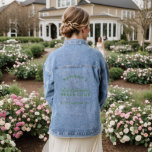 Veste En Jean Mariage de la fête de bachelorette<br><div class="desc">Cette veste en denim n'est pas seulement un vêtement ; c'est un garde-robe personnalisé qui ajoute une touche de charme à votre fête de mariée. Doté d'éléments personnalisables, vous pouvez le personnaliser avec le nom de la servante ou un message spécial, ce qui en fait une partie unique et chère...</div>