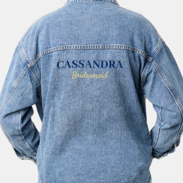 Veste En Jean Mariage de la servante bleue et jaune (Blue & Yellow Bridesmaid Wedding Denim Jacket)