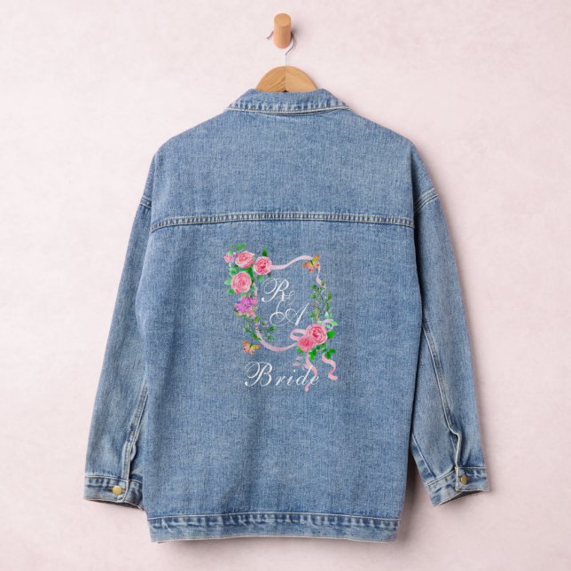 Veste En Jean Mariage de monogramme rose rose (Hangar)