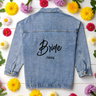 Veste En Jean Mariage de script noir Bride