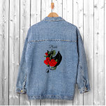 Veste En Jean Mariage d'Imaginaire Black Dragon Red Roses<br><div class="desc">Un dragon noir assis au milieu de roses rouges</div>