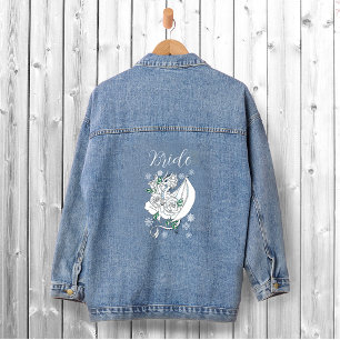 Veste En Jean Mariage Elégant de Roses de Dragon de Fantaisie Bl