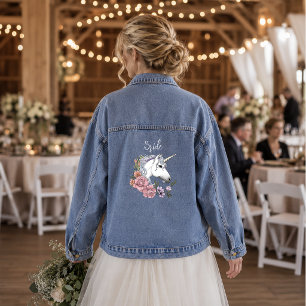 Veste En Jean Mariage Fantasy Fleurie Licorne Blanche Pastel
