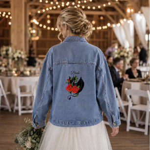 Veste En Jean Mariage Fantasy Gothique Dragon Noir Rose Rouge