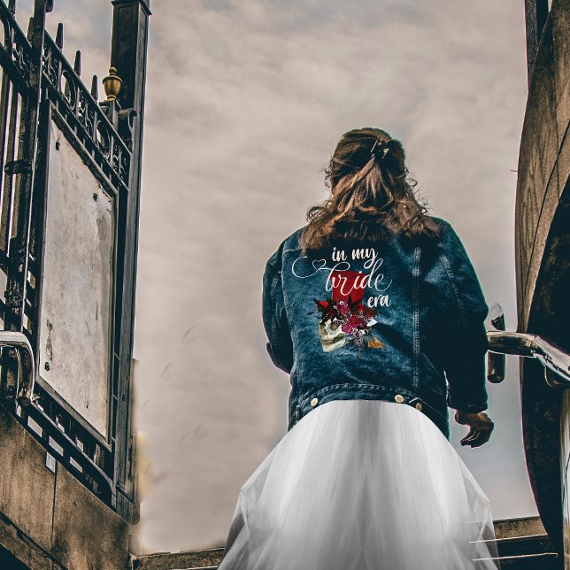 Veste En Jean Mariage Gothique À l'Ère de ma Mariée Crâne Chapea (In my Bride Era Personalized Denim Jacket for Brides Gothic Skull with Top Hat Wedding Women Jacket)