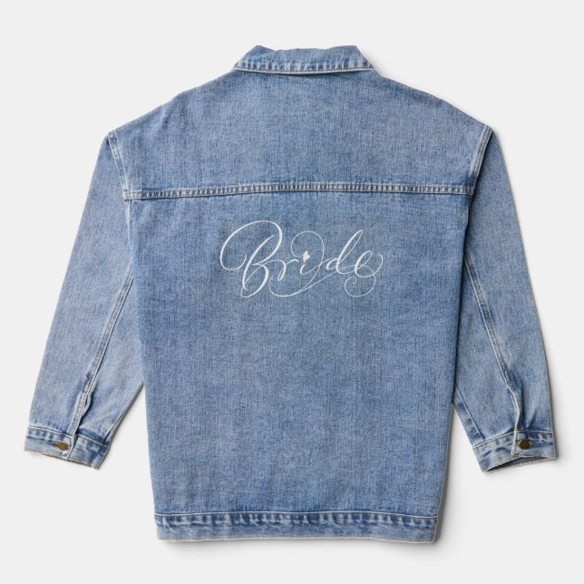 Veste En Jean Mariage mariée romantique Calligraphie Script nouv (Verso)