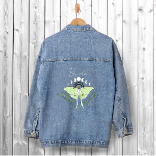 Veste En Jean Mariage noir boho luna moth phases lunaires mystiq