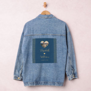 Veste En Jean Mariage personnalisé Gold & Blue pois