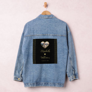 Veste En Jean Mariage personnalisé pois dorés et noirs