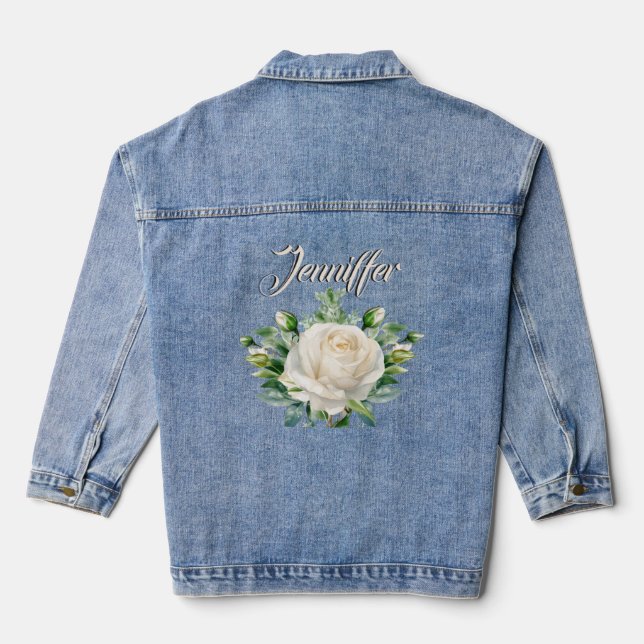 Veste En Jean Mariage Rose Blanche Mariée Rustique Monogramme (Verso)