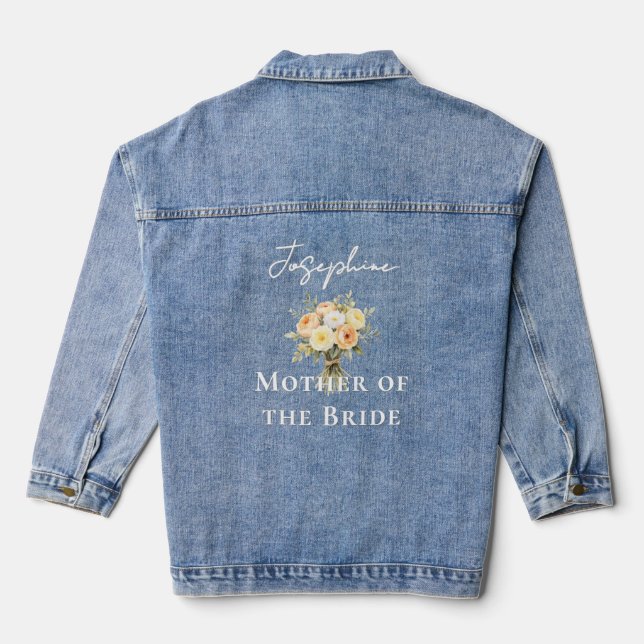 Veste En Jean Mariage Rustique Roses Pêches Mère de la Mariée (Verso)