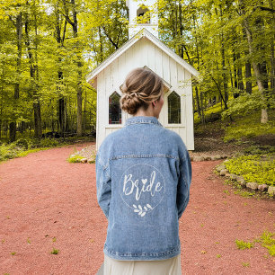 Veste En Jean Mariée cadre blanc et branche d'olivier mariage
