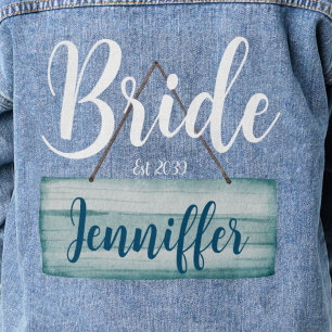Veste En Jean Mariée Côtière Rustique Monogramme de Mariage