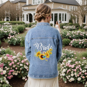 Veste En Jean Mariée écriture tournesols mariage