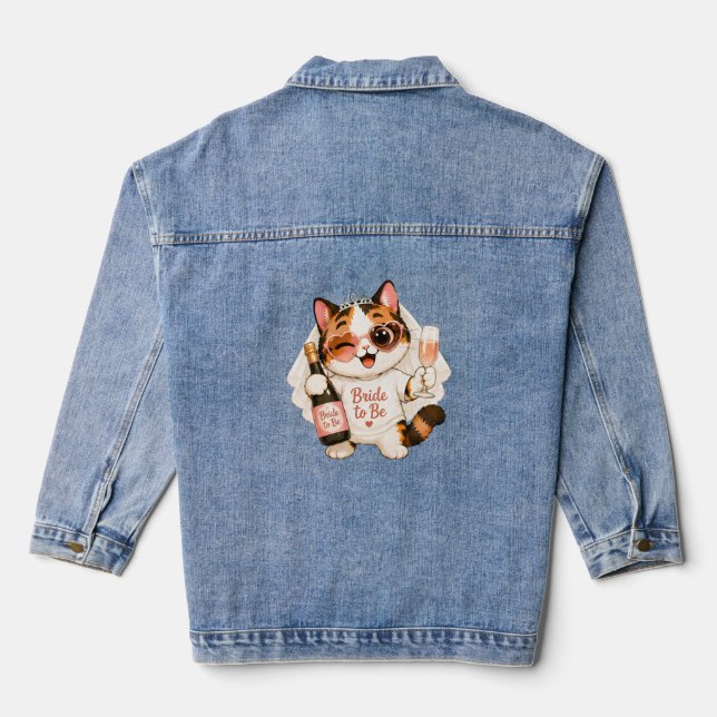 Veste En Jean Mariée future chat calico mignon et cosy  (Verso)