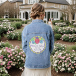 Veste En Jean Mariée Mariage florale gâteau fête de la mariée<br><div class="desc">La veste est ornée d'une illustration originale d'un gâteau rond givré surmonté de roses de glace de couleur pastel. Il vous suffit de personnaliser le gâteau "glaçage" avec votre nom et vos informations de date. Ce design à thème mariage est également disponible sur d'autres produits. Ne vois-tu pas ce que...</div>