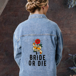 Veste En Jean Mariée ou Rose Gothique Mariage Enterrement de Vie