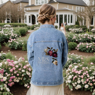 Veste En Jean Mariée Personnalisée Florale Lunatique Mme Mariage