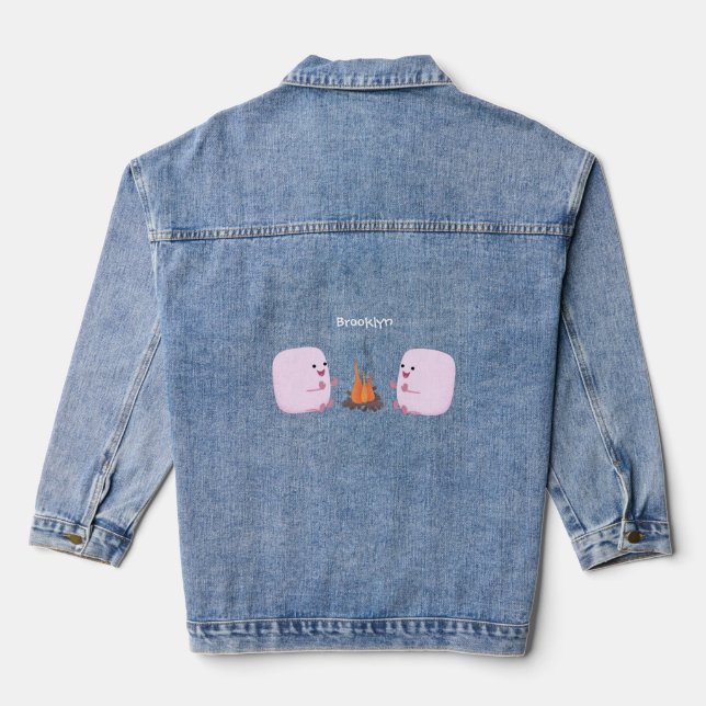 Veste En Jean Marshmallows mignons roses par dessin animé sur le (Verso)