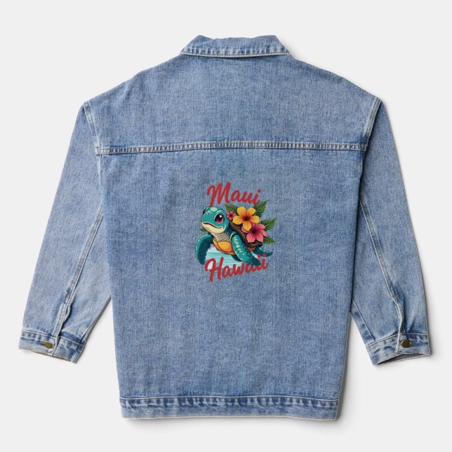 Veste En Jean Maui Hawaii T Chemise Fille Femmes Enfants Tortue  (Verso)