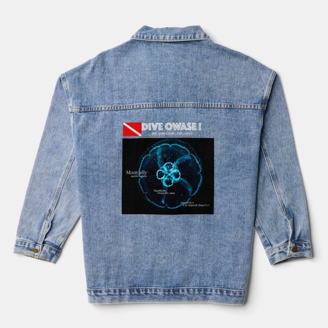 Veste En Jean Méduse lune dans l'espace sous-marin (Verso)