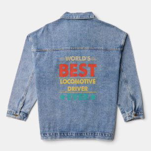 Veste En Jean Meilleur conducteur de locomotives Retro World