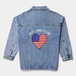 Veste En Jean Meilleur papa jamais Usa Drapeau Coeur Américain P