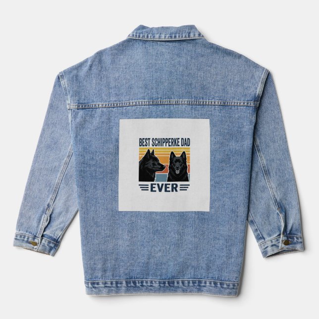 Veste En Jean Meilleur Papa Schipperke Jamais Design Vectoriel R (Verso)