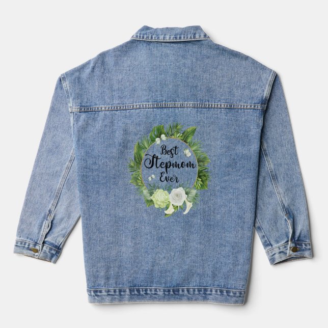 Veste En Jean Meilleure Stepmere Ever Femmes Décor Fleur Étape M (Verso)