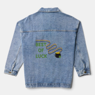 Veste En Jean Meilleurs vœux de chance avec des trèfles et un ar