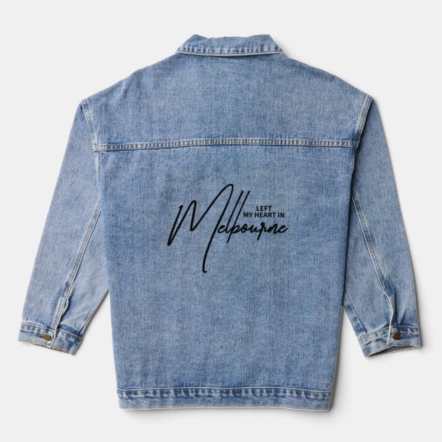 Veste En Jean Melbourne - Iconic Minimalist City Typography (Verso)