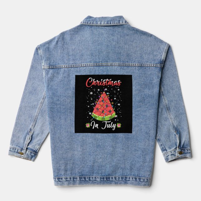 Veste En Jean Melon Noël Arbre Été Noël En Juillet (Verso)