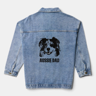 Veste En Jean Mens Aussie Papa - Australian Shepherd Chien Papa
