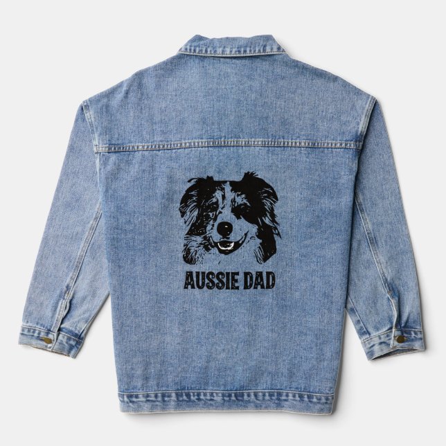 Veste En Jean Mens Aussie Papa - Australian Shepherd Chien Papa (Verso)
