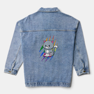 Veste En Jean Mens Gay Cat Gamer Cat Pride Lgbt Jeu Vidéo