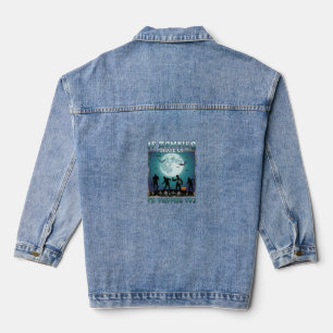 Veste En Jean Meow Am Cat Halloween Night Sorcière Citrouille (2
