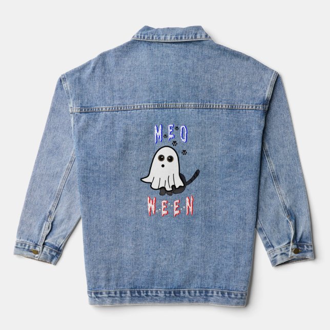 Veste En Jean Meoween Ghost Kitten 31 Chat USA Octobre Halloween (Verso)