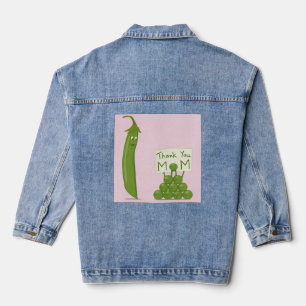 Veste En Jean Merci Maman Message avec Cosse de Pois et Pois