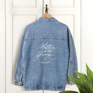 Veste En Jean Mère de la chambre Script Nom de la fête de mariag