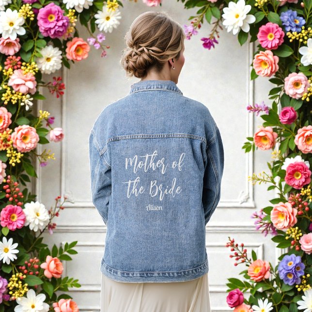 Veste En Jean Mère de la mariée mariage blanc script (Créateur téléchargé)