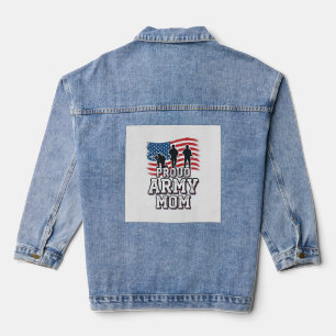 Veste En Jean Mère de l'armée fière Vintage Militaire Patriotiqu