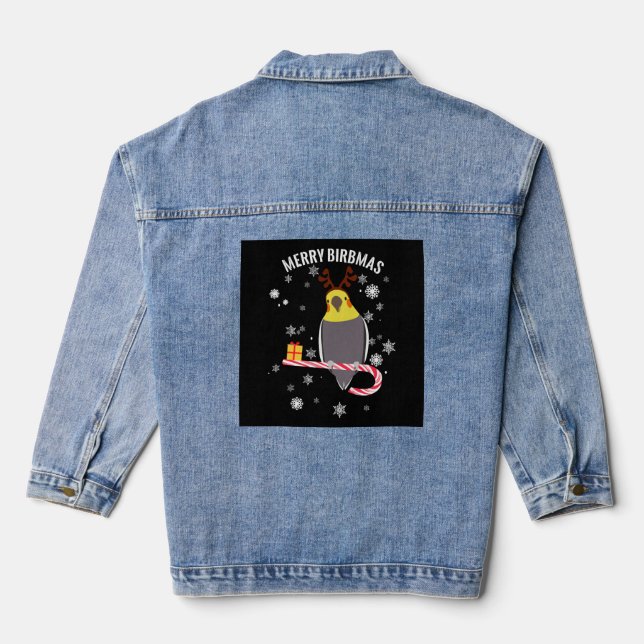 Veste En Jean Merry Birbmas Funny Cockatiel Bird Holiday for Chr (Verso)
