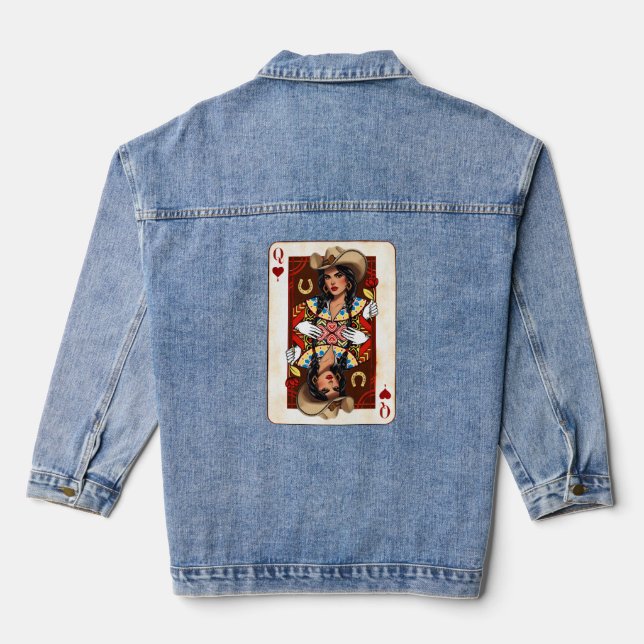 Veste En Jean Midwest Queen of Hearts Card Cowgirl Love Luck (Verso)