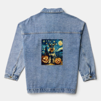 Veste En Jean Mignon chien schnauzer miniature Halloween Jack O