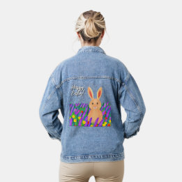 Veste En Jean Mignonne lapin de Pâques dans les fleurs