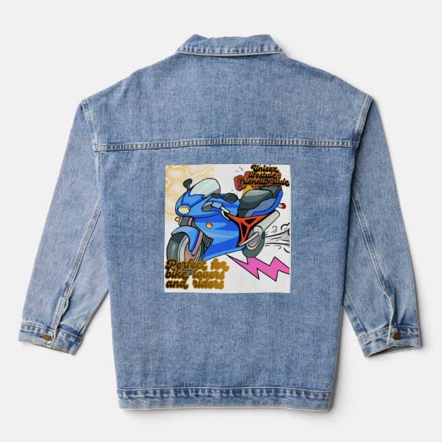 Veste En Jean Minimal Bike Art Graphic  Denim Jacket (Verso)