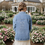 Veste En Jean Minimal et chic | Monogramme blanc et Mariage de d<br><div class="desc">Cette élégante veste en denim de mariage moderne ou de douche nuptiale présente un design simple en texte blanc qui dégage un style minimaliste. Ajoutez vos initiales ou votre monogramme pour les rendre complètement vôtres. Le cadeau parfait pour les demoiselles d'honneur et la fête de mariage à porter après votre...</div>