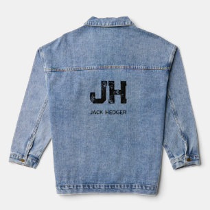 VESTE EN JEAN MINIMALISTE NOIR MONOGRAMME À DEUX LETTRES NOM BLE