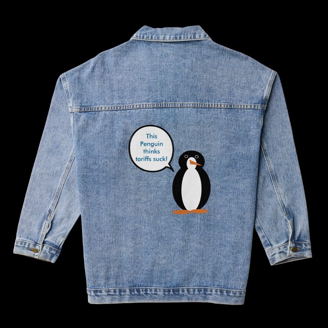 Veste En Jean Mme Penguin Dit Que Les Tarifs Chauffent (Créateur téléchargé)