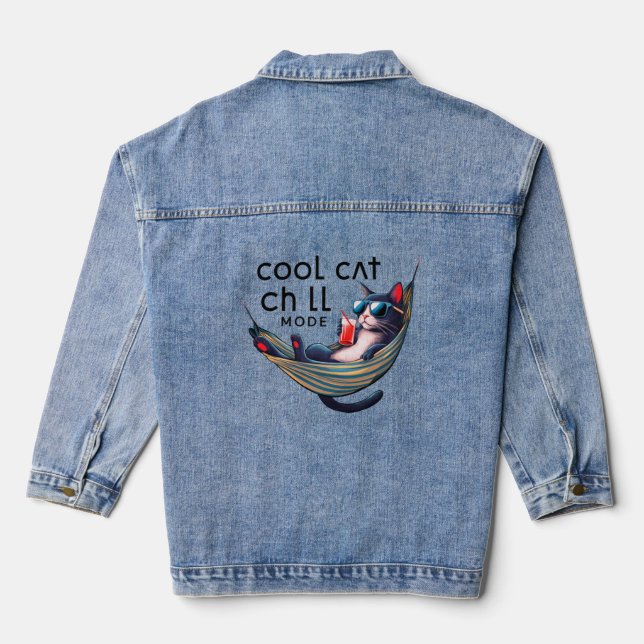 Veste En Jean Mode de refroidissement du chat cool Denim Jacket (Verso)